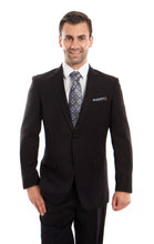 Load image into Gallery viewer, Black Solid 2-PC Regular Modern Fit Suits For Men

