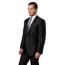 Load image into Gallery viewer, Black / Black Solid Tone on Tone  Satin 2-PC Slim Fit Stretch Suits For Men
