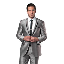 Load image into Gallery viewer, Black / Black Solid Tone on Tone  Satin 2-PC Slim Fit Stretch Suits For Men
