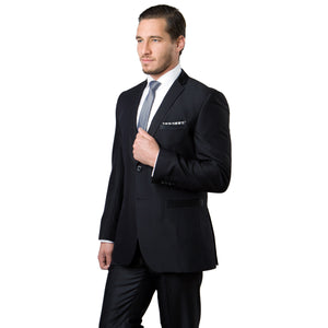 Black Tone on Tone Shiny 2-PC Slim Fit Suits For Men