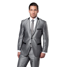 Load image into Gallery viewer, Black Tone on Tone Shiny 2-PC Slim Fit Suits For Men
