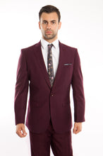 Load image into Gallery viewer, Burgundy Solid 2-PC Slim Fit Performance Stretch Suits For Men
