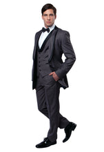 Load image into Gallery viewer, Black / Black Satin Bryan Michaels Shawl Collar Trim/ Peak Lapel Tuxedo Solid Slim Fit Prom Tuxedo For Men MT239S-00
