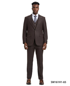 Stacy Adams 3 PC Brown Plaid Mens Suit