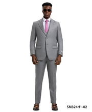 Load image into Gallery viewer, Stacy Adams 3 PC Grey Textured w Double Breasted Vest Mens Suit
