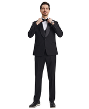 Load image into Gallery viewer, Stacy Adams 3 PC Black Solid Tuxedo Mens Suit
