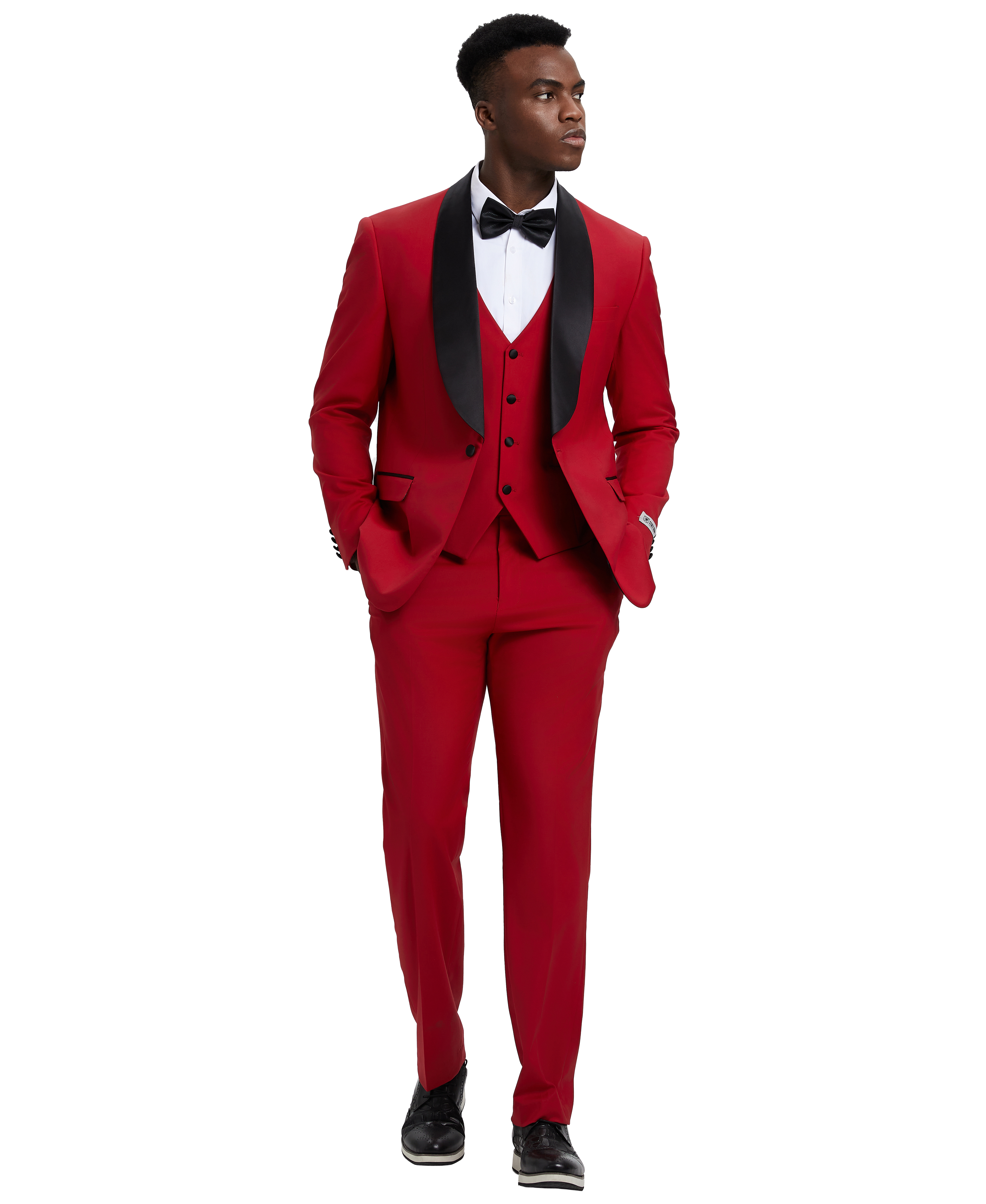 red tuxedo dress Stacy Adams 3 PC Red Solid Tuxedo Mens Suit