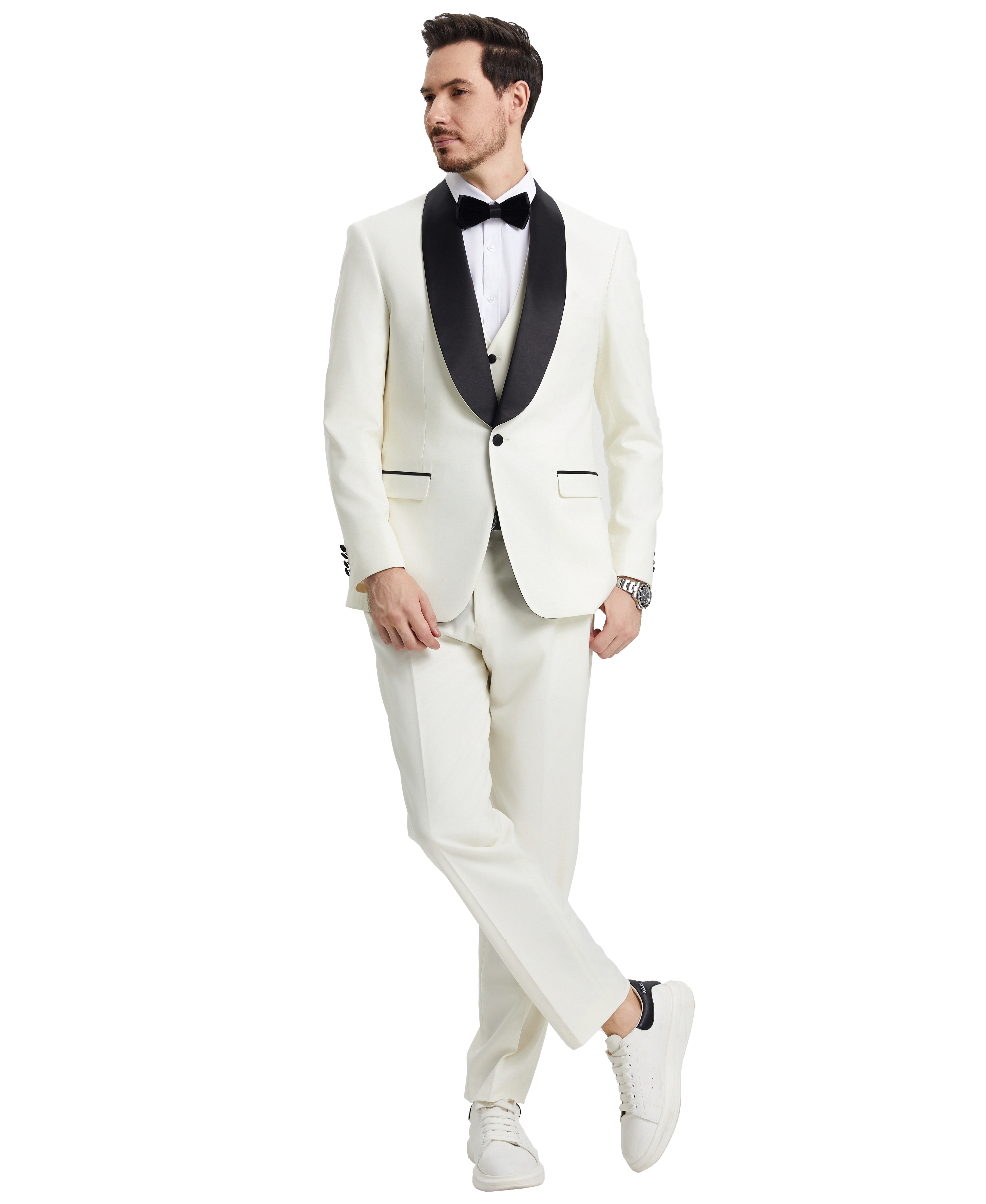 Stacy Adams 3 PC Ivory Solid Tuxedo Mens Suit – Cavalier